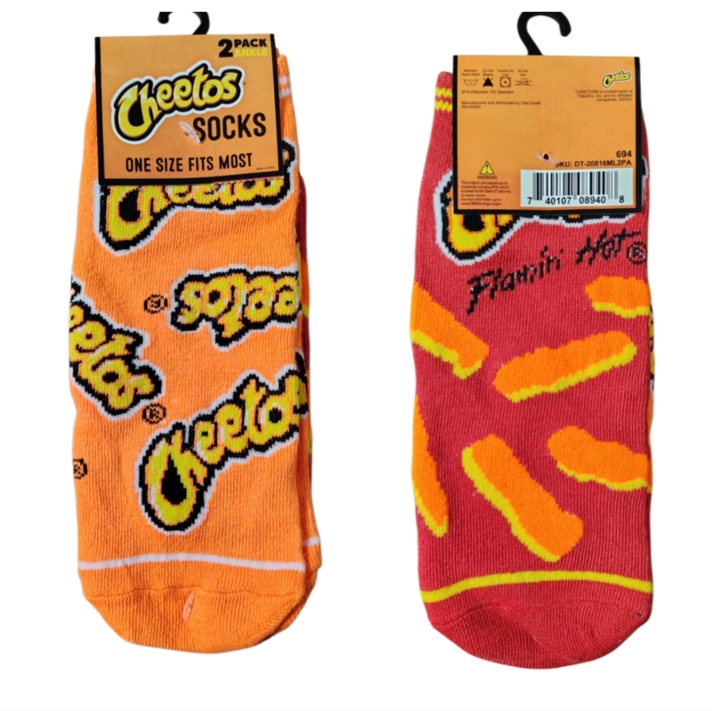 Cheetos & Flaming Hot Cheetos Ankle Socks 2 Pair Bundle And Save